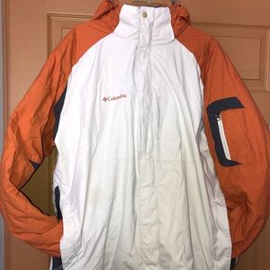 Columbia Men’s Orange/White Hooded Winter Coat Size XL